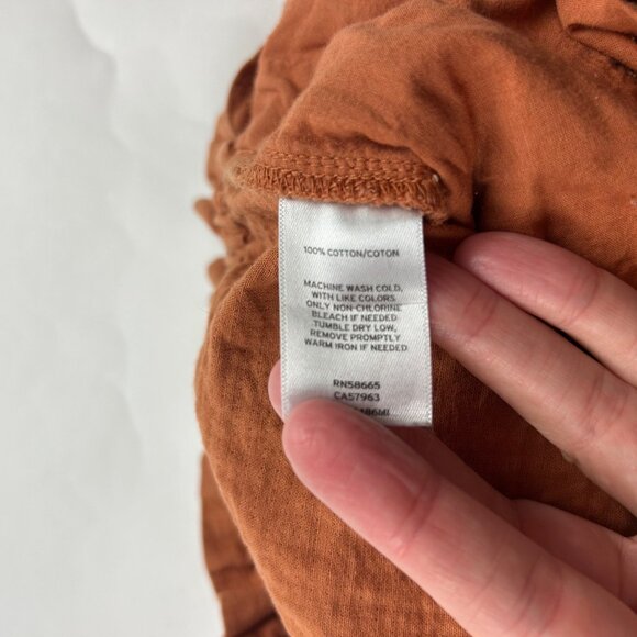 BP Terracotta Brown Crinkle Cotton High Rise Relaxed Leg Pant L - Picture 5 of 7